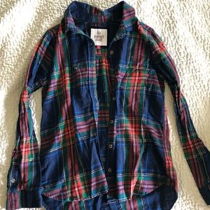 Long-sleeve plaid button up